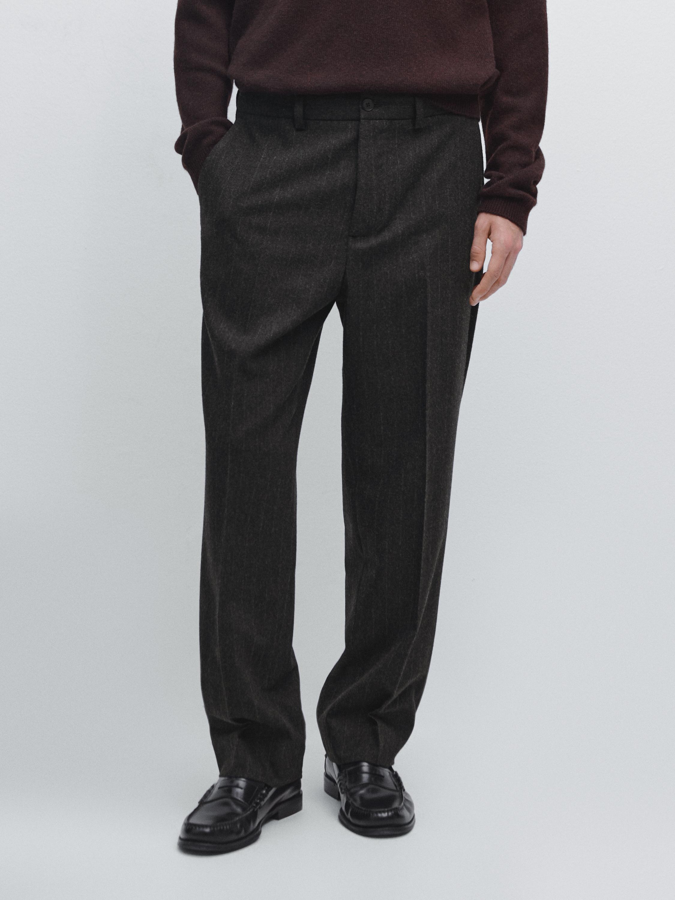 Striped wool blend trousers